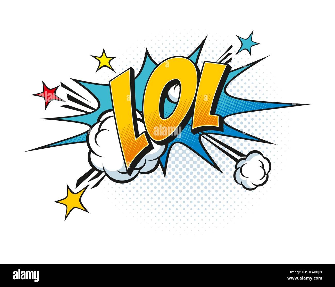 Lol comic pop art effect speech bubble with clouds Stock Vector
