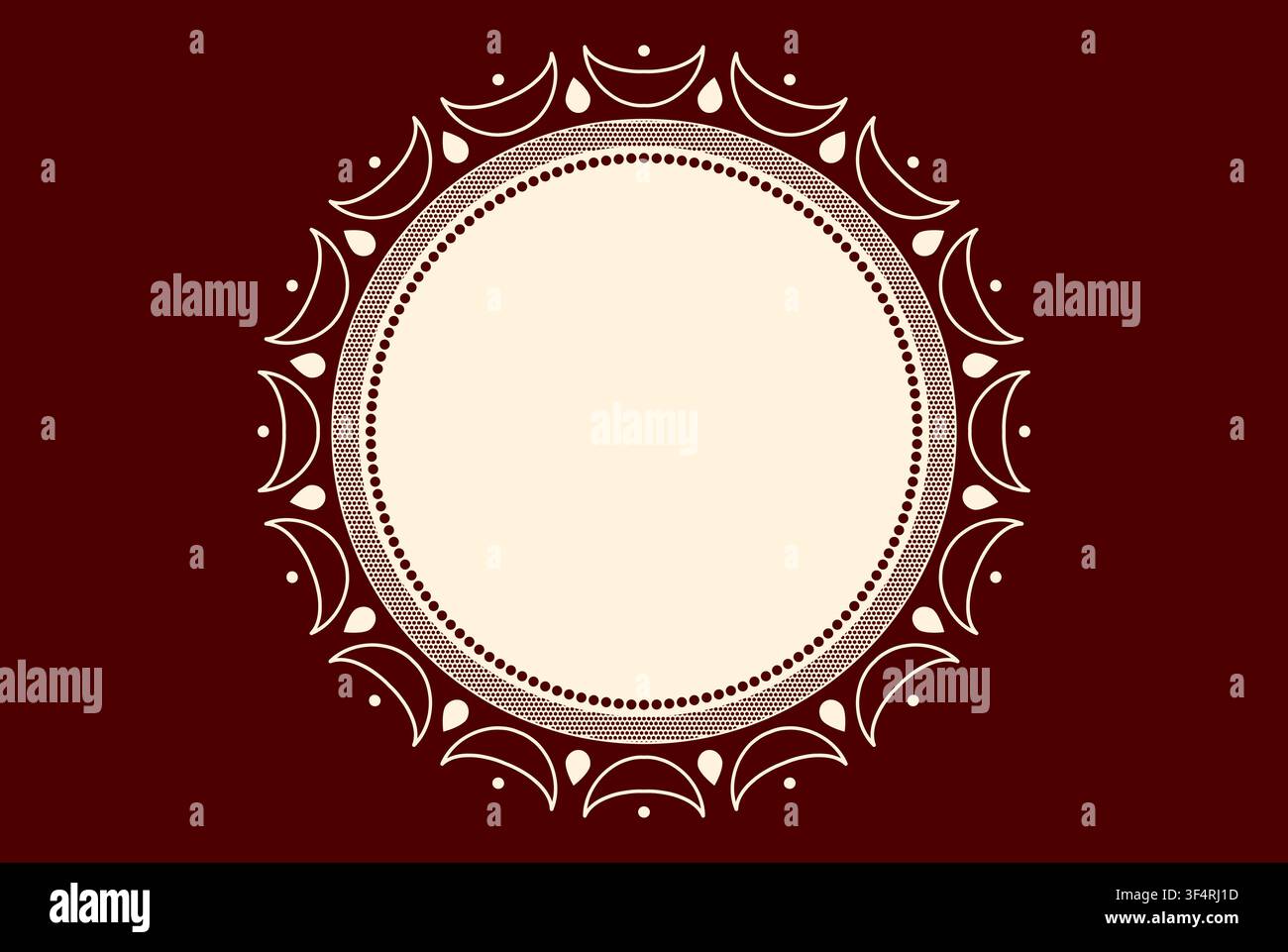 Circle frame with scalloped edges on embroidery theme. Stock Vector