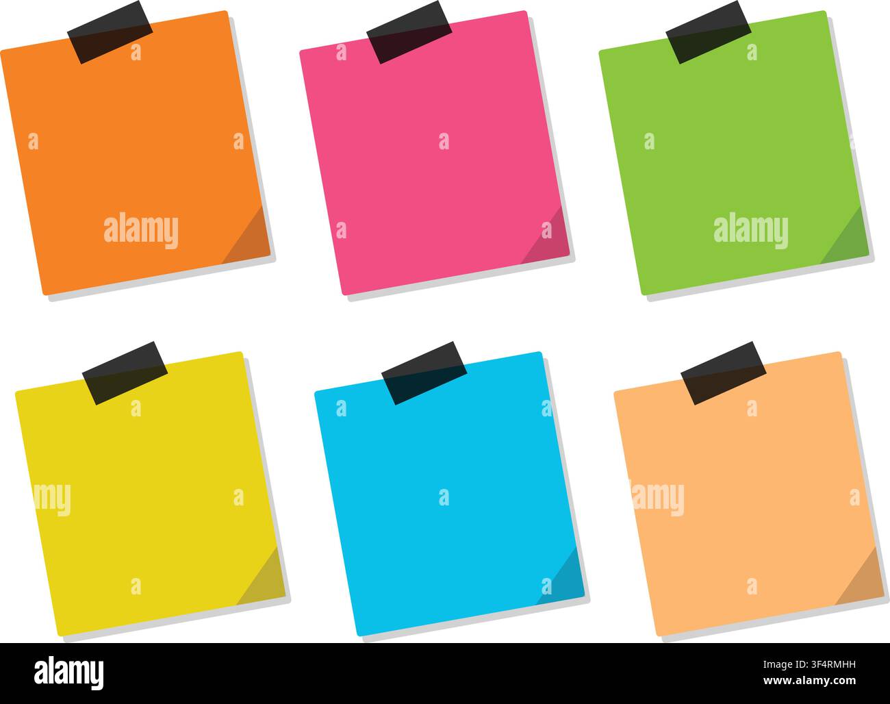 Blank square sticky notes vector illustration isolated on white background Stock Vector