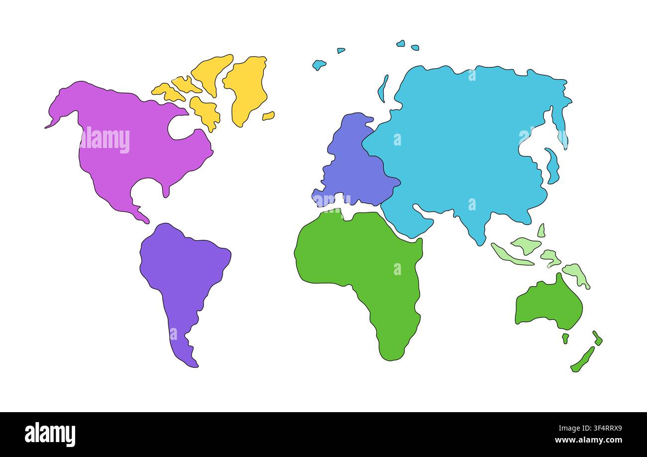 World continents map 2D vector illustration Stock Vector