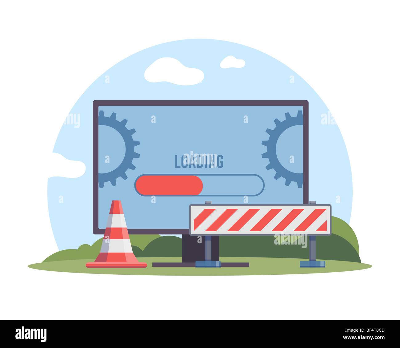 Software update and system maintenance. Loading progress bar status, website under construction, application upgrade, digital development installation Stock Vector