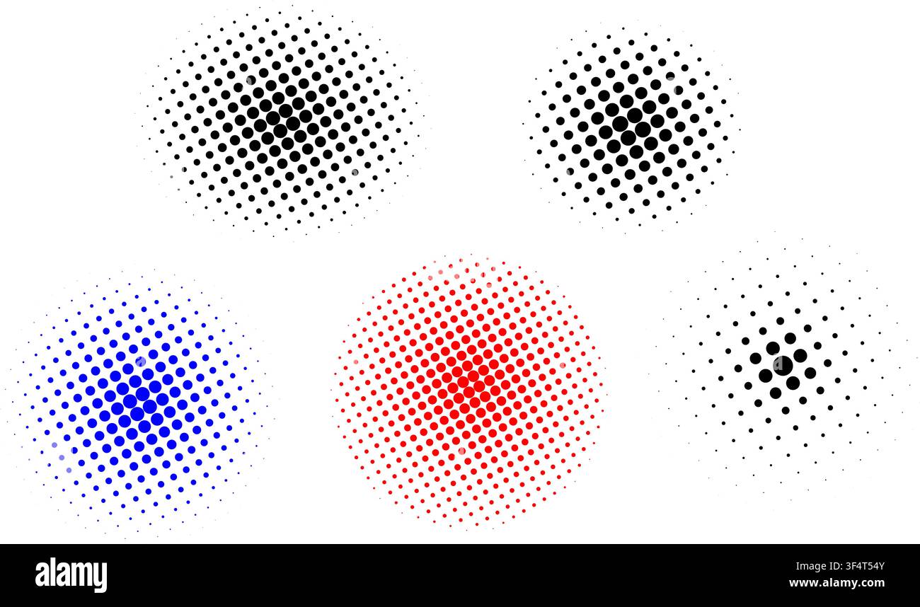 Halftone Dot Gradient Circle Background Set for Graphic Design Print Branding Technology Vector Pack Stock Vector
