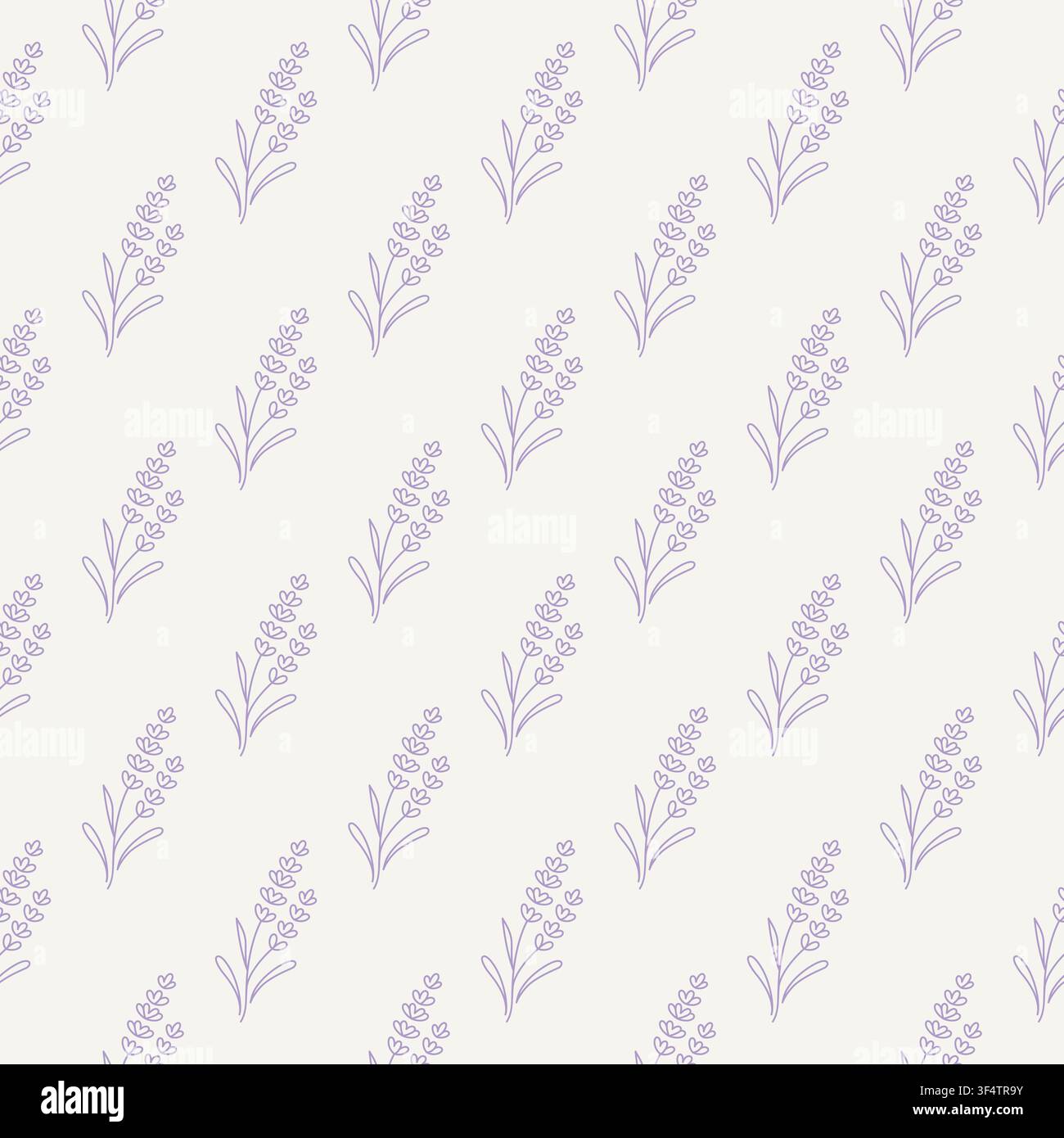 Delicate Lavender Floral Seamless Pattern Minimalist Botanical Design Stock Vector
