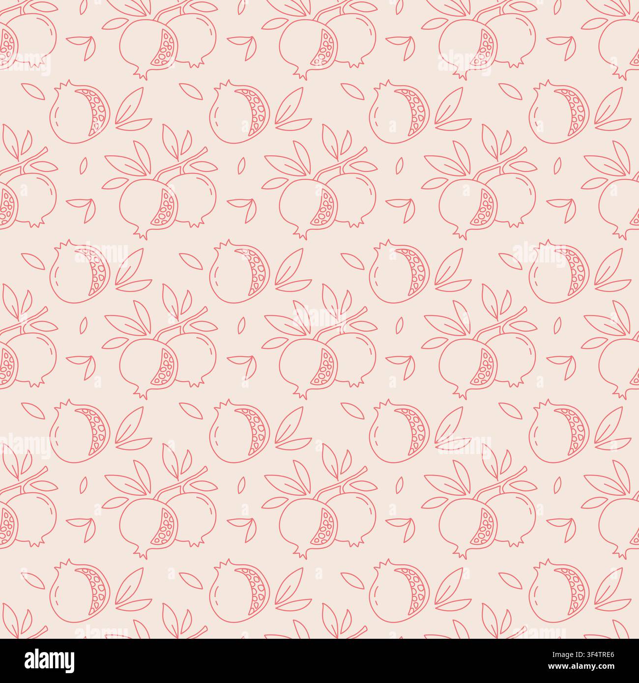 Minimalist Garnet Line Art Seamless Pattern Stock Vector