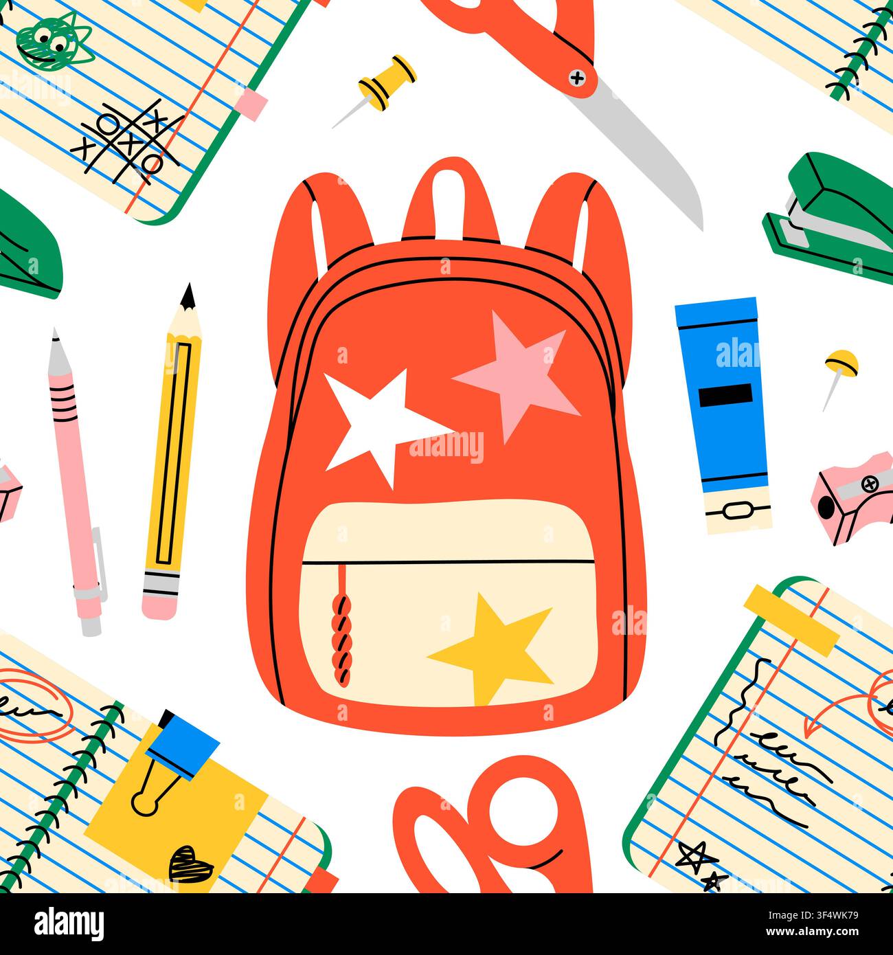 Back to School Seamless Pattern Stock Vector