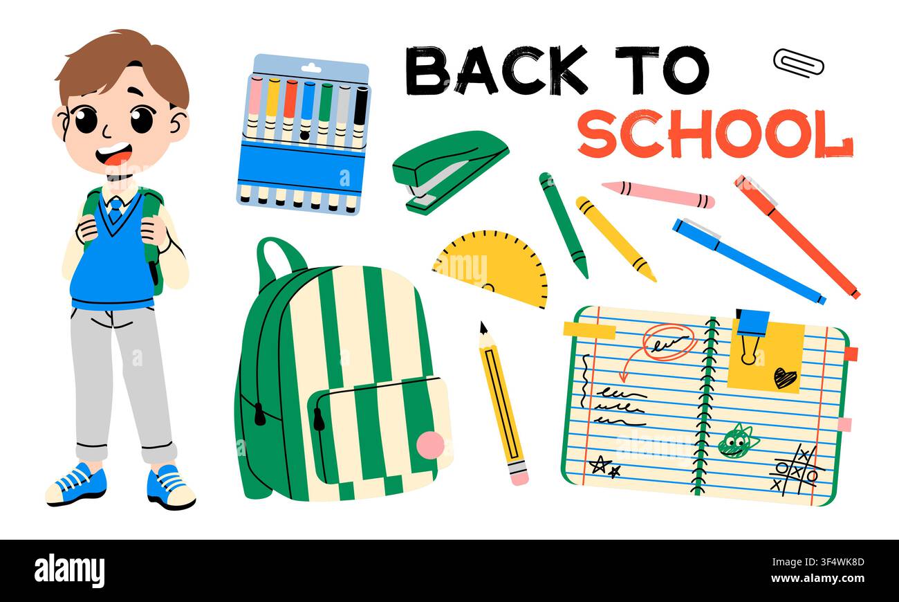 Back to School Elements Collection Stock Vector