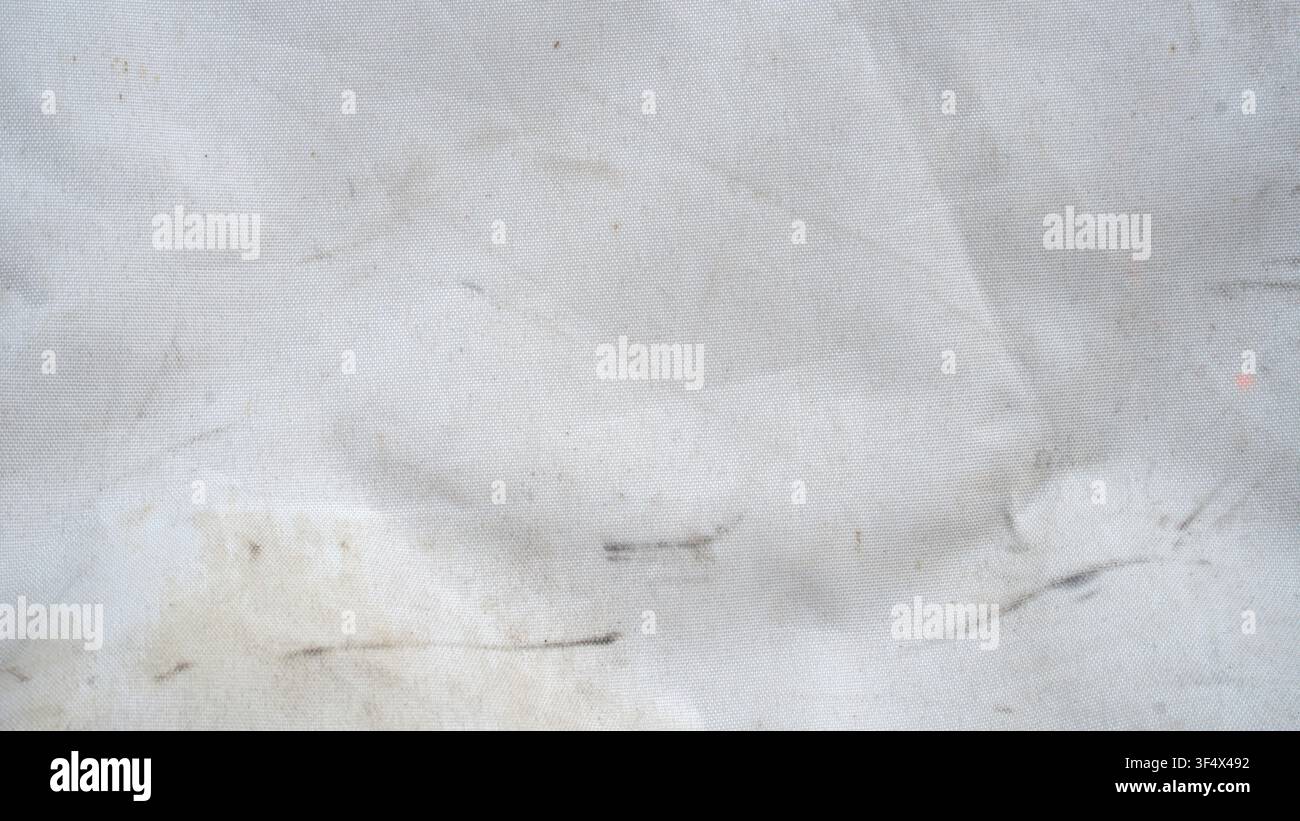 White Dirty Wrinkled Fabric Texture Background Macro View Stock Photo