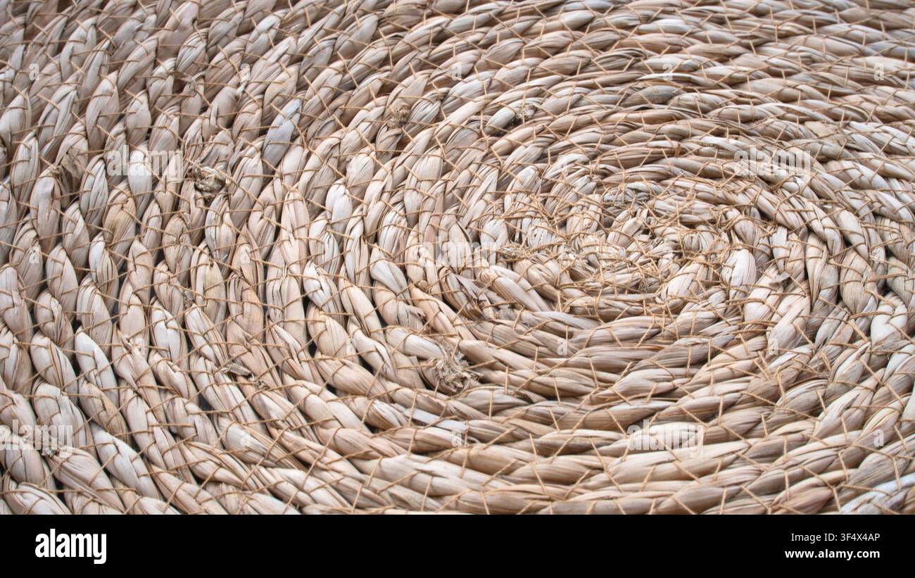 Natural Woven Straw Mat Texture Background Macro Stock Photo