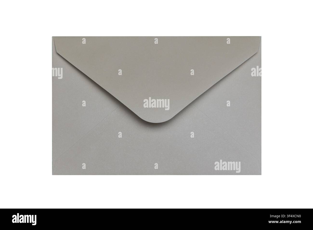 Envelope front view, grey paper envelope, isolated, on white background Stock Photo