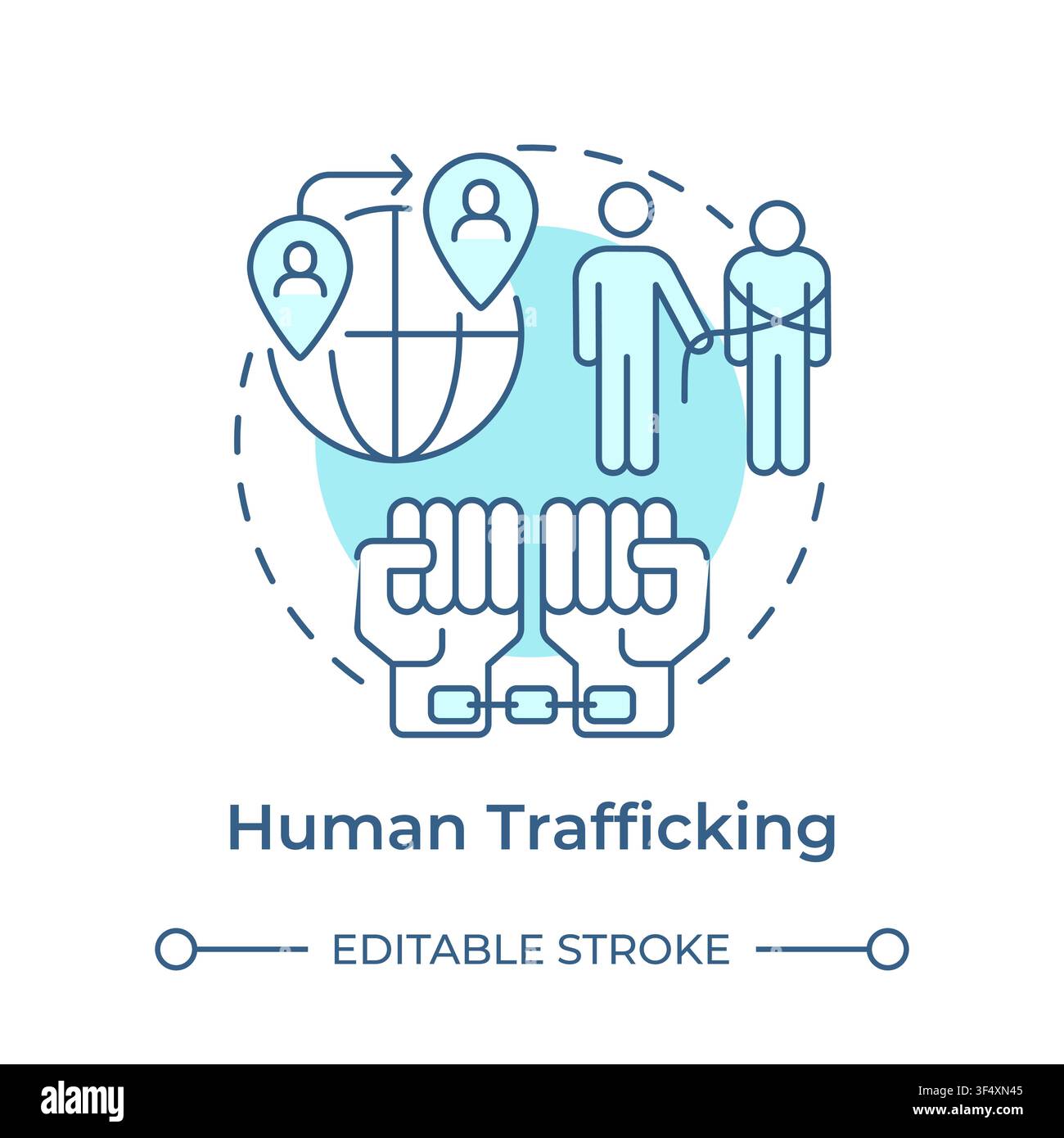 Human trafficking soft blue concept icon Stock Vector