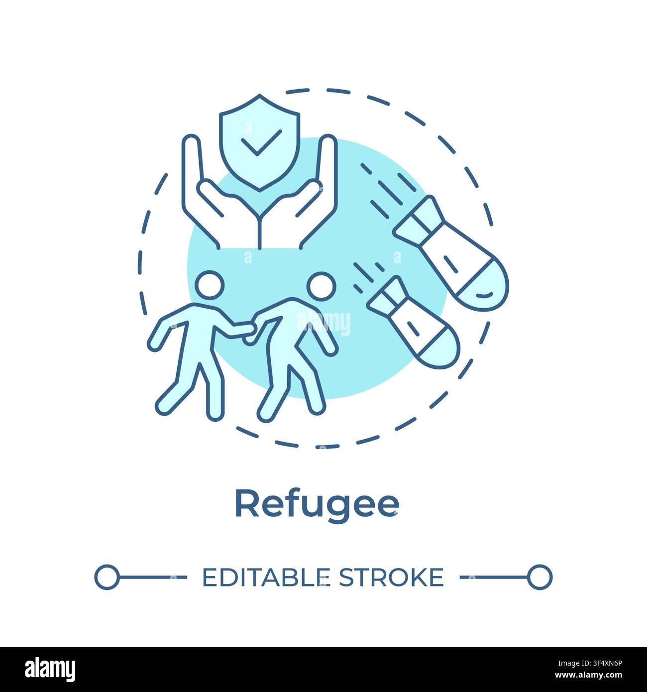 Refugee soft blue concept icon Stock Vector