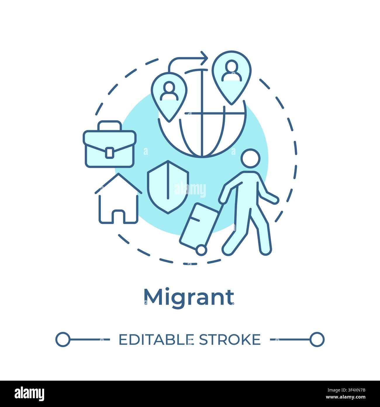 Migrant soft blue concept icon Stock Vector