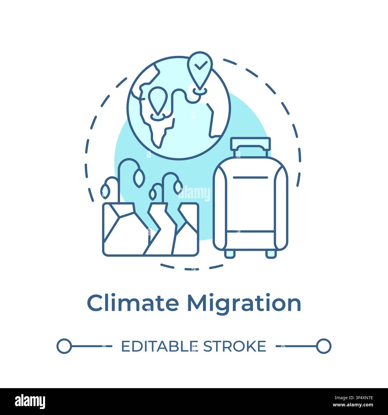 Climate migration soft blue concept icon Stock Vector