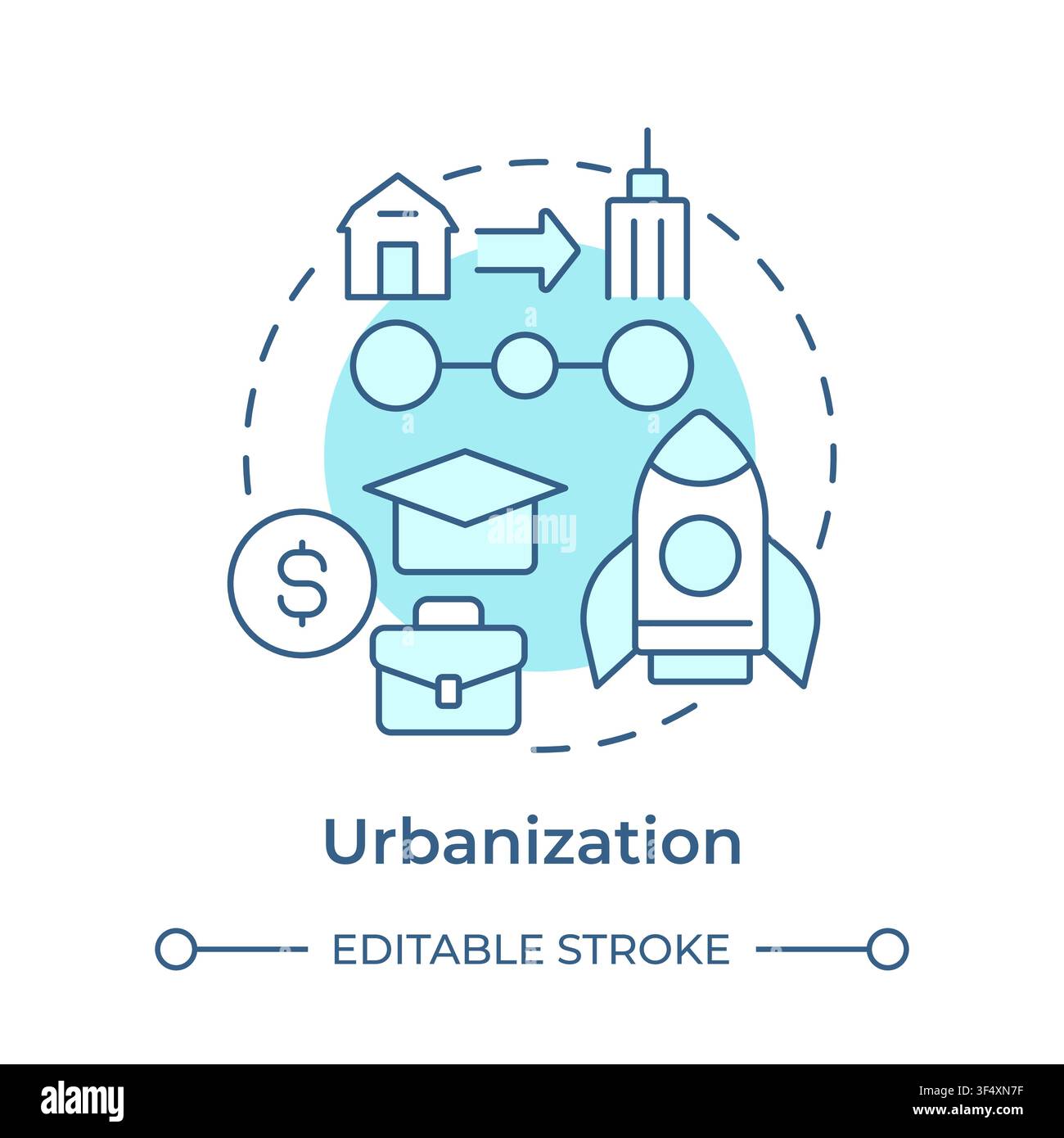 Urbanization soft blue concept icon Stock Vector