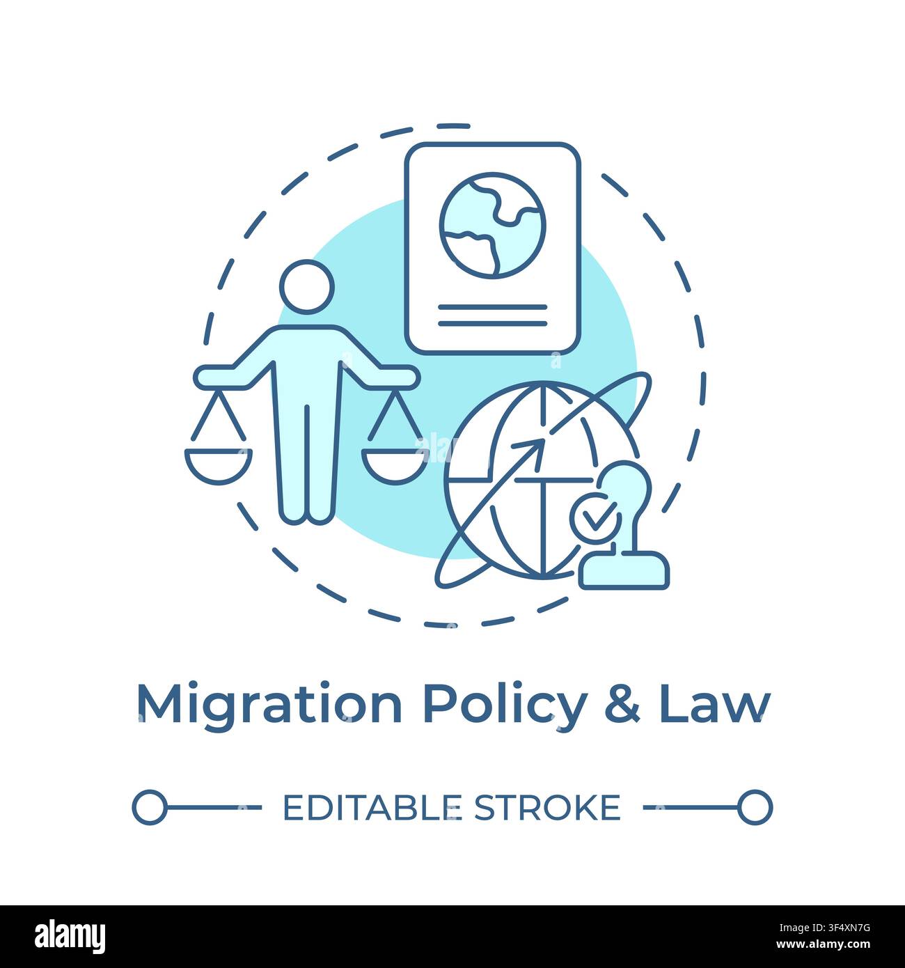 Migration policy and law soft blue concept icon Stock Vector
