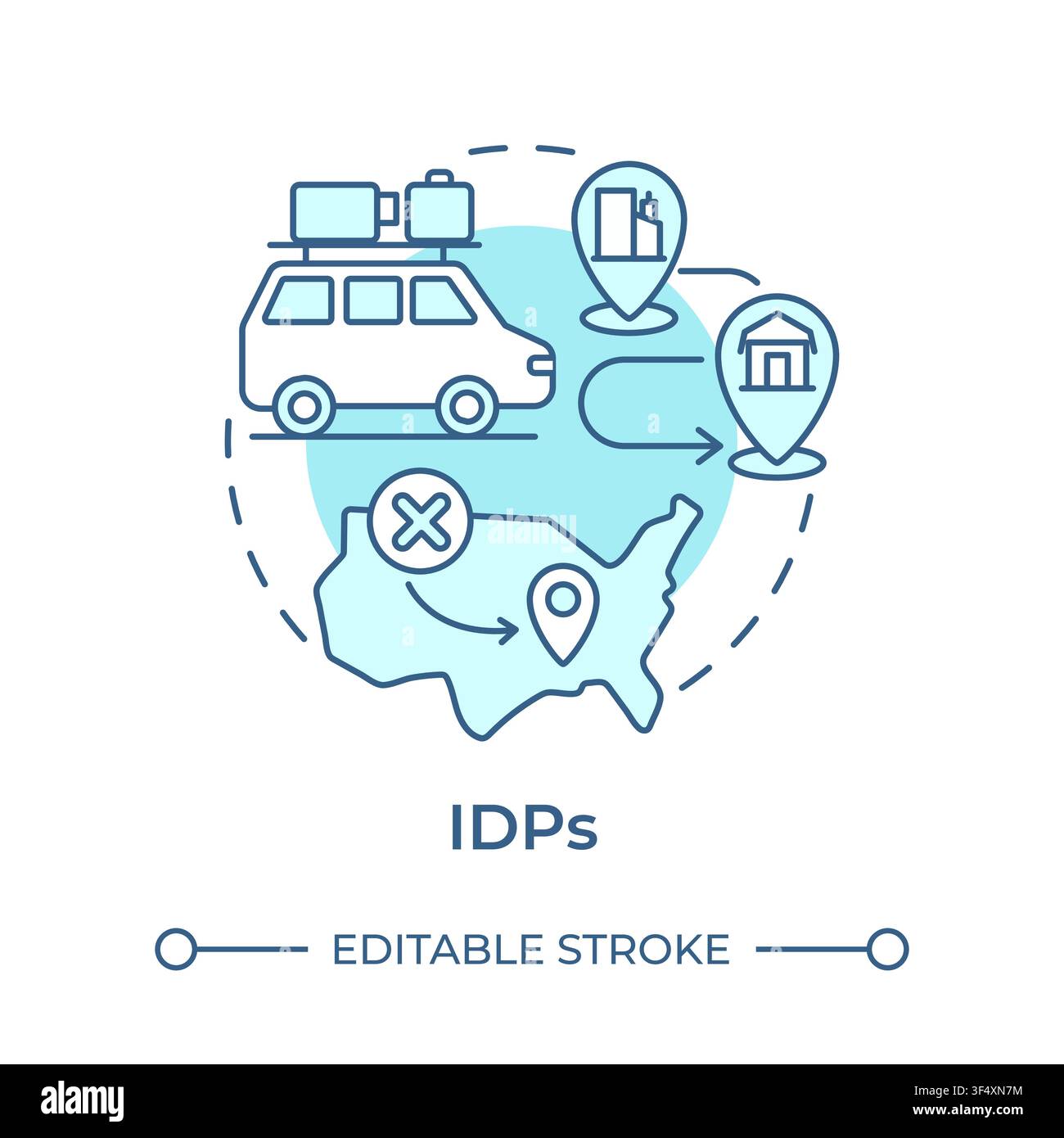 IDPs soft blue concept icon Stock Vector
