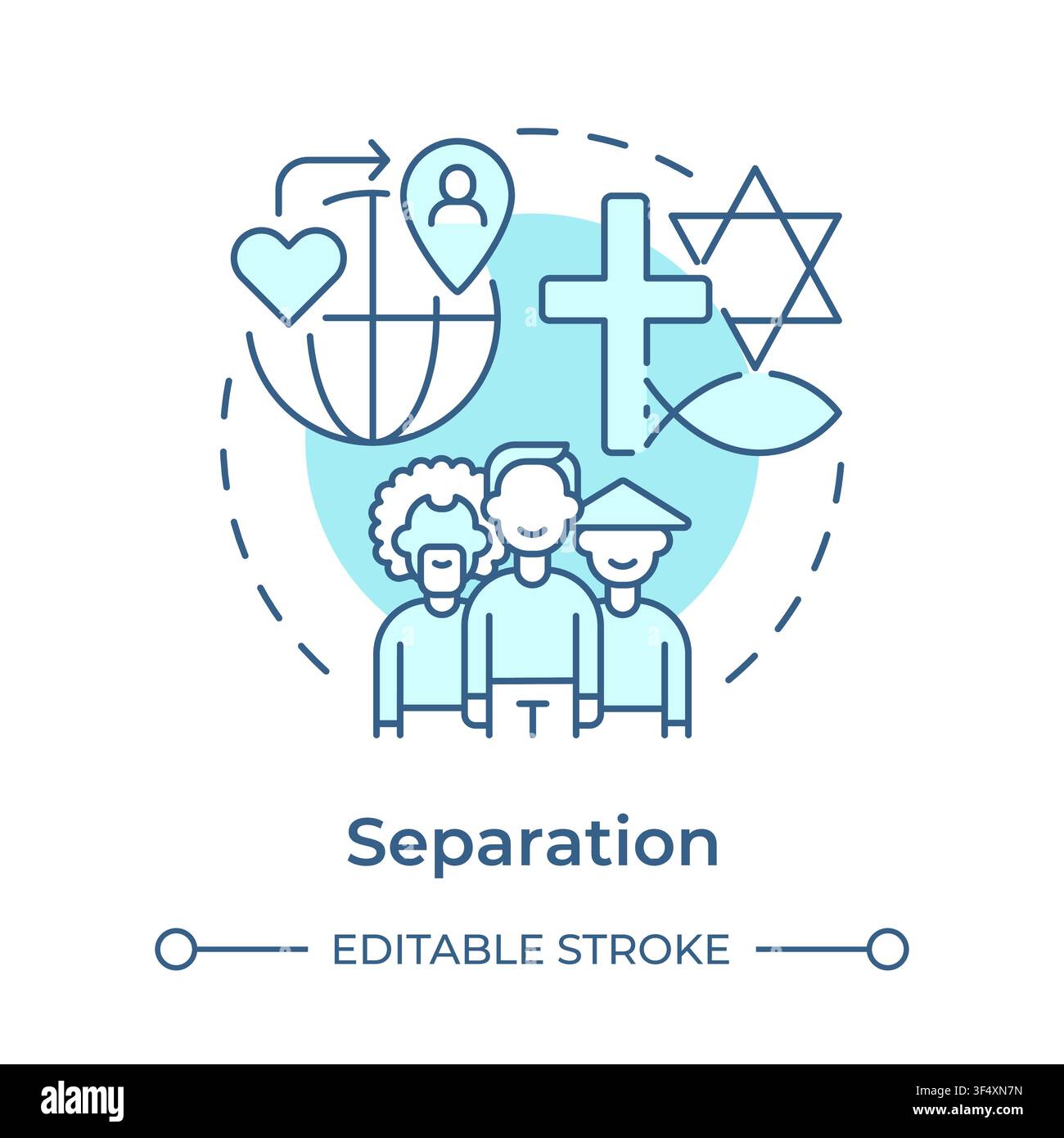 Separation soft blue concept icon Stock Vector