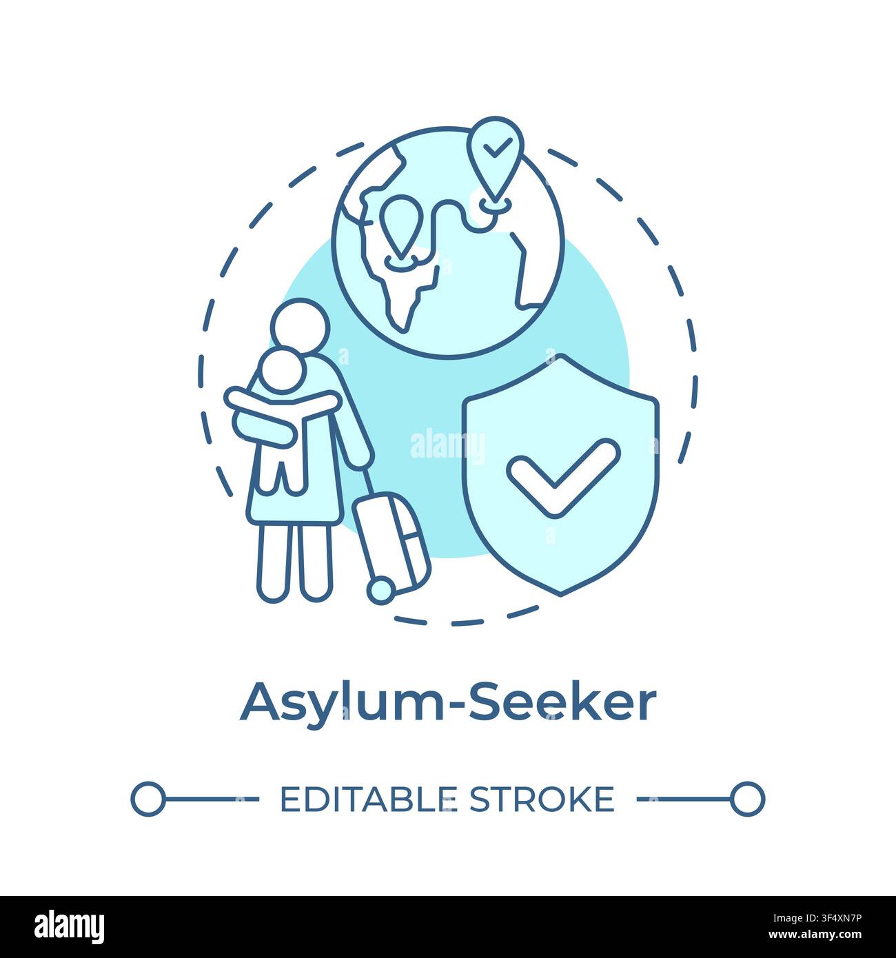 Asylum seeker soft blue concept icon Stock Vector