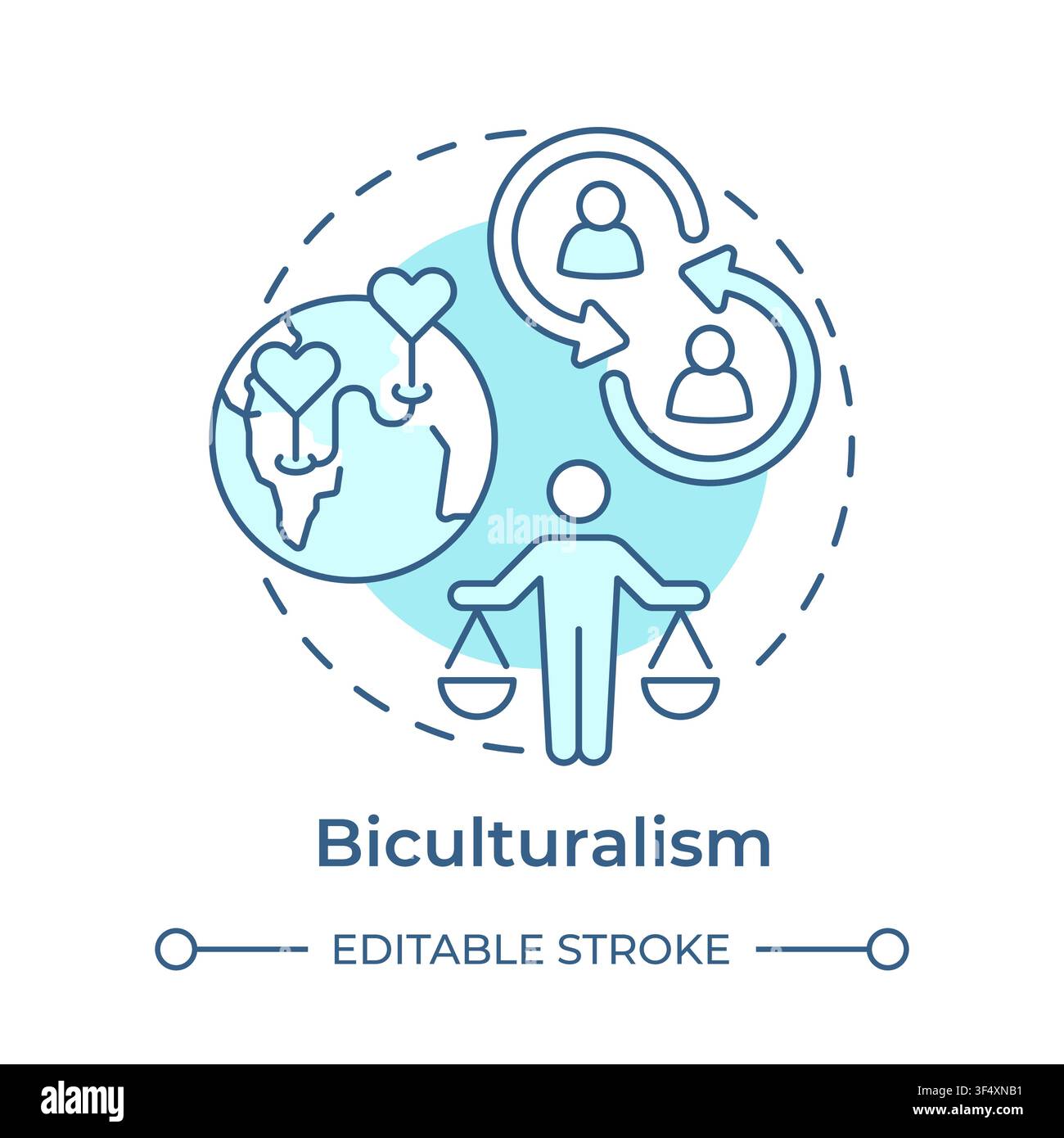 Biculturalism soft blue concept icon Stock Vector