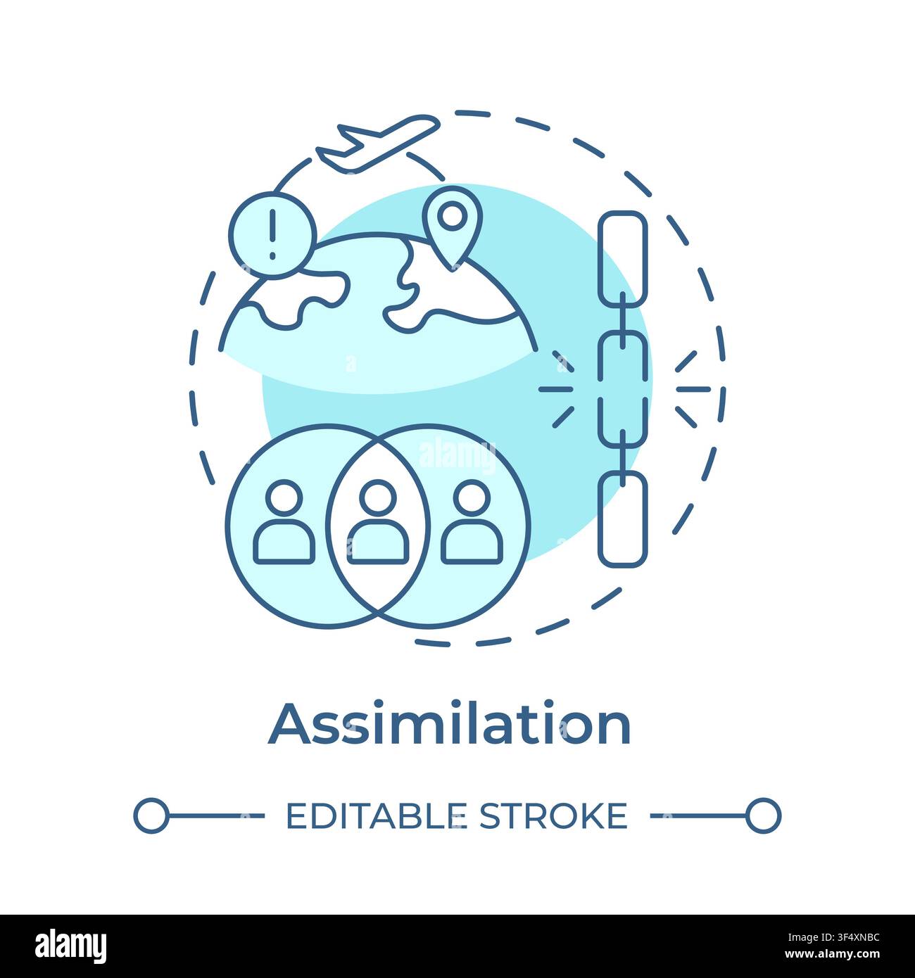 Assimilation soft blue concept icon Stock Vector