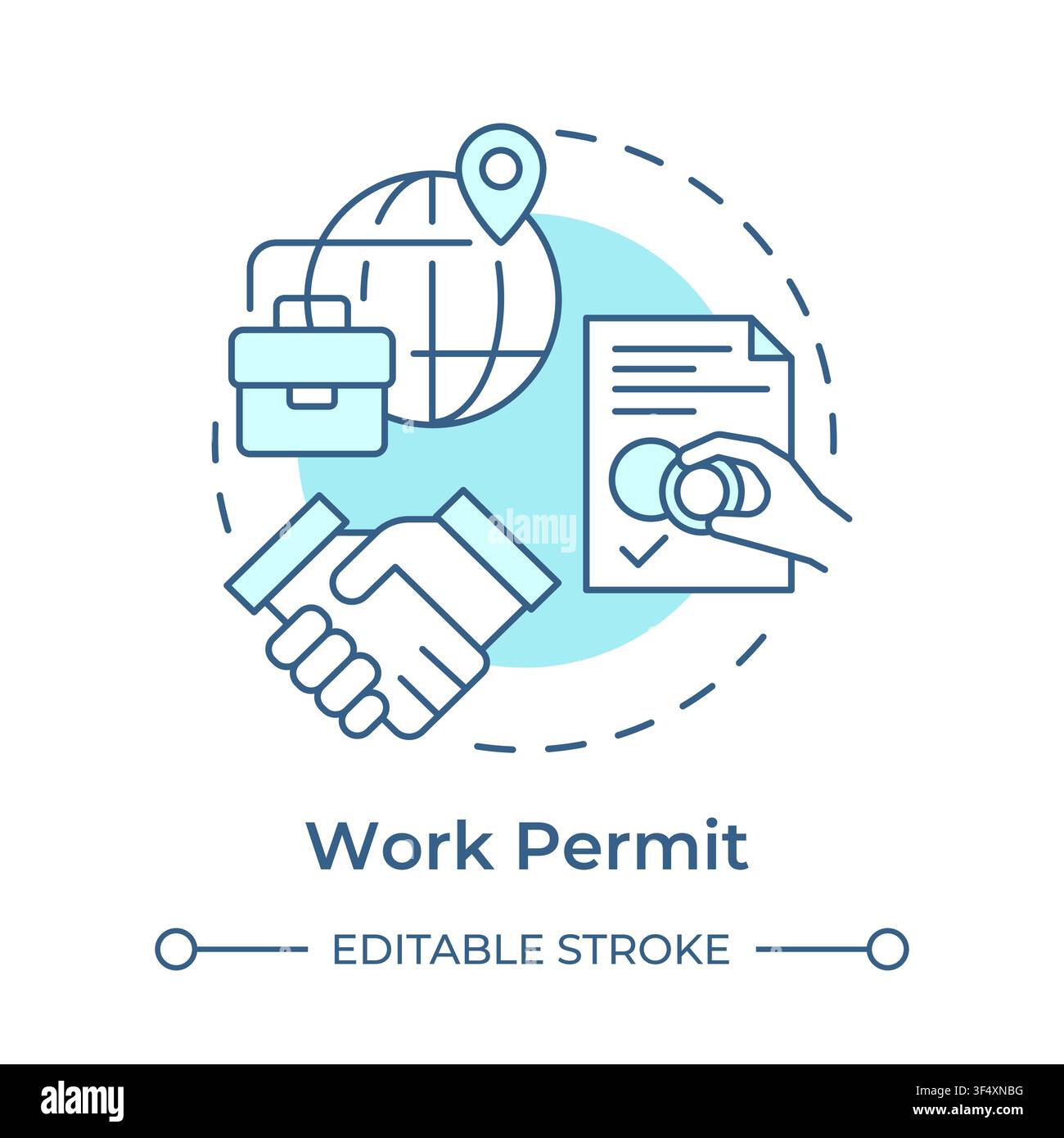 Work permit soft blue concept icon Stock Vector