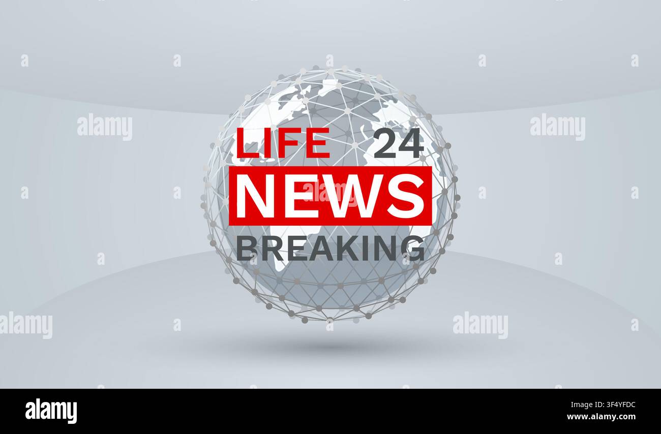 Breaking News Alert on a Digital Globe with Network Connections. A dynamic graphic for global information and media. Vector illustration. Stock Vector