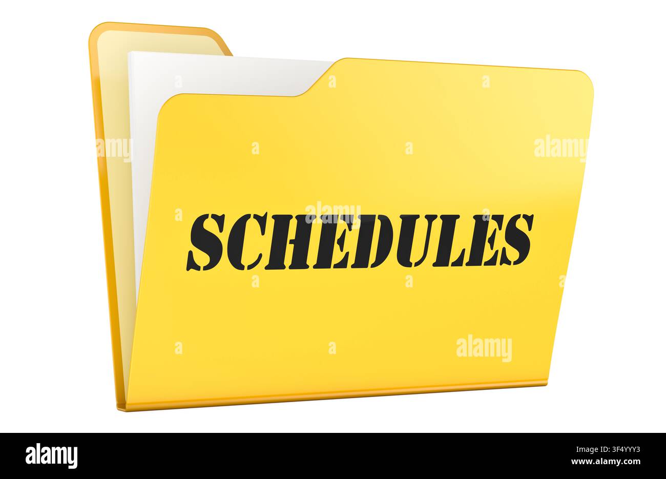 Schedules, document folder. 3D rendering isolated on white background Stock Photo