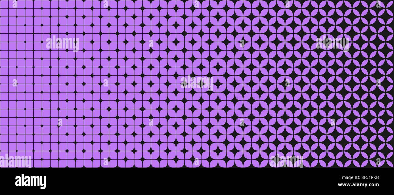 Purple geometric star gradation background. Sparkle grid gradient pattern. Abstract repeating mosaic pattern wallpaper. Repeated retro lattice wireframe backdrop. Vector texture pattern Stock Vector