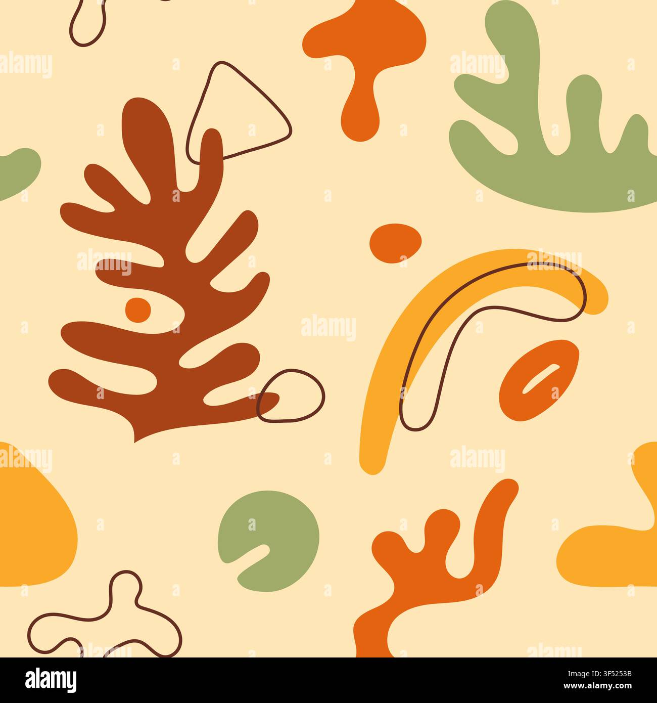 Coral organic seamless pattern with abstract repeated elements. Stock Vector