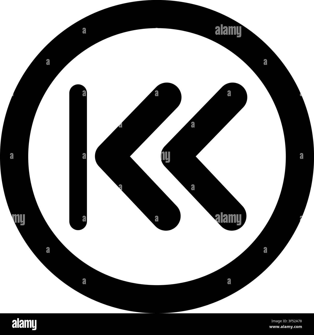 Rewind Beginning Left Circle Medium Stock Vector