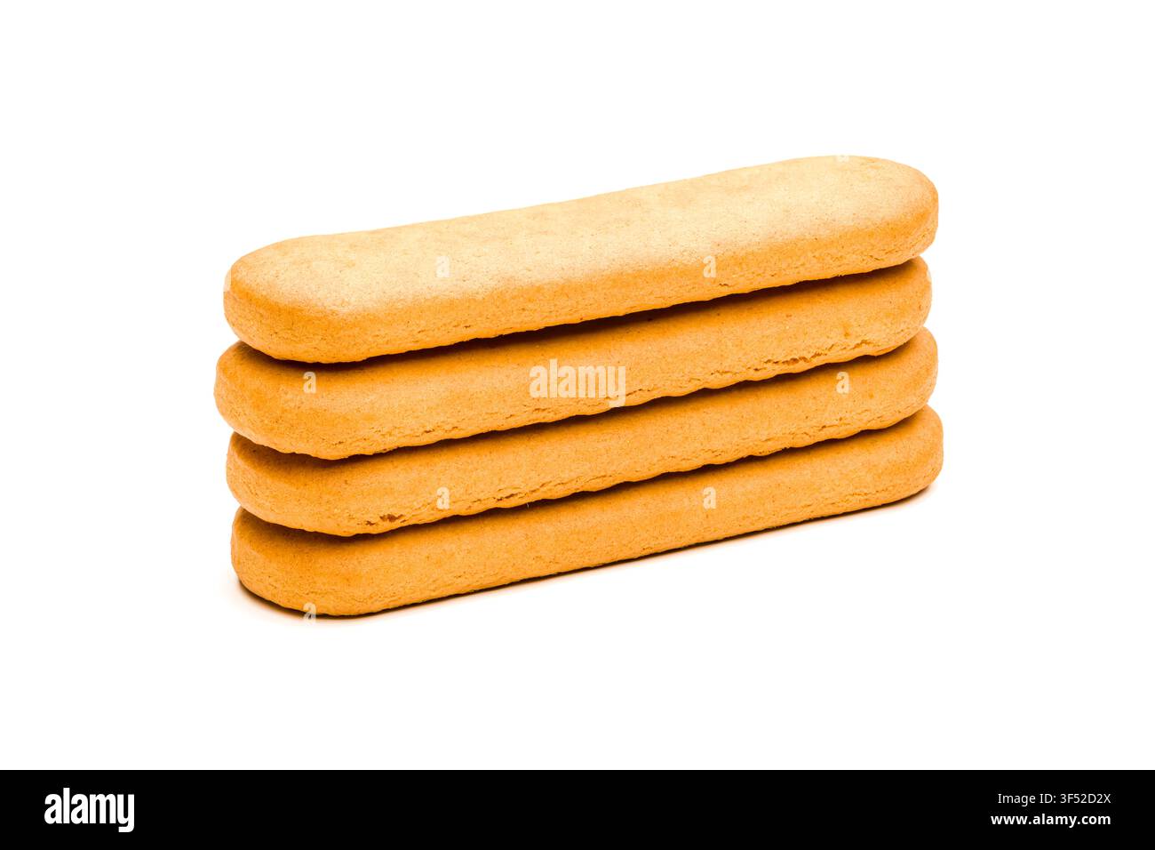 Stack of four golden rectangular crackers isolated on white background Stock Photo