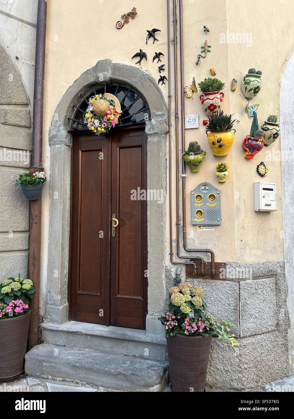 Picturesque streets, historic buildings and charming corners of Lovere, a beautiful Italian town on the shores of Lake Iseo in Lombardy,  Italy. - Smartphone Captured Stock Image