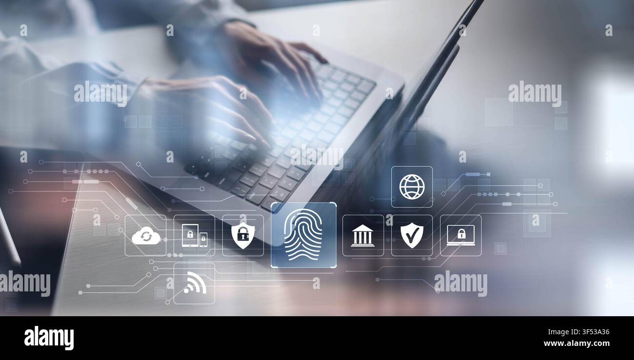 Cybersecurity risk management system for enterprise data protection with secure network elements Stock Photo