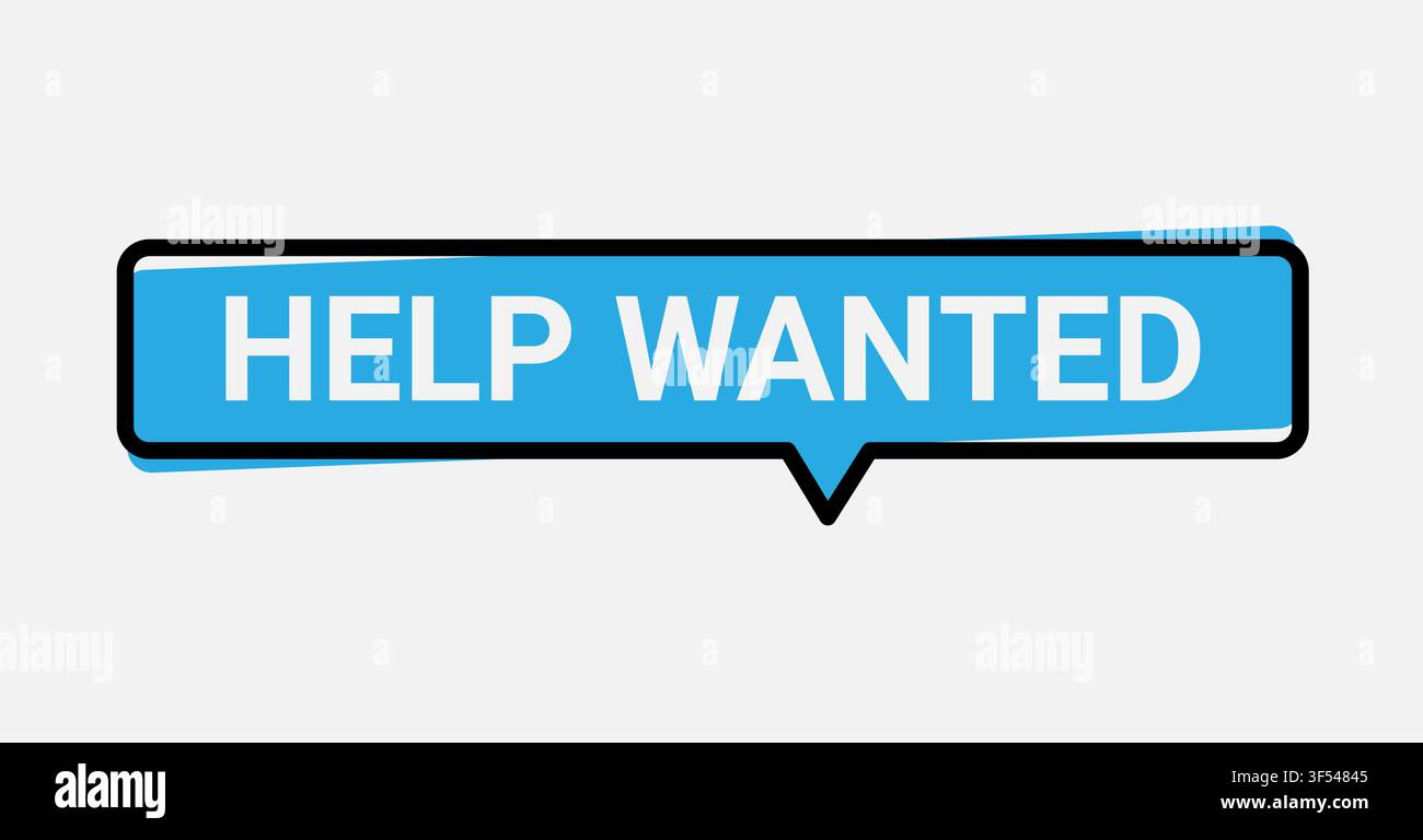 Help Wanted Text In Message Icon Over White Background, Vector Stock Vector