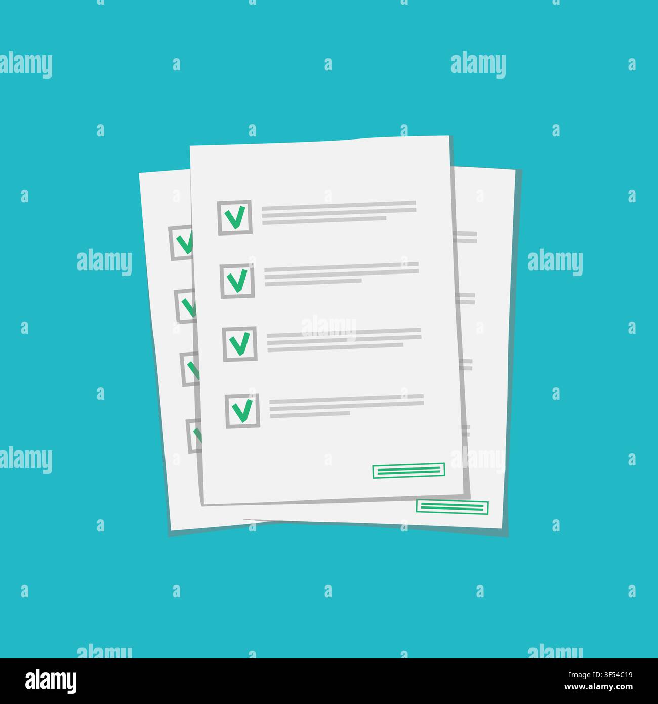 Stack of paper sheets, approved contract documents, creative vector illustration Stock Vector