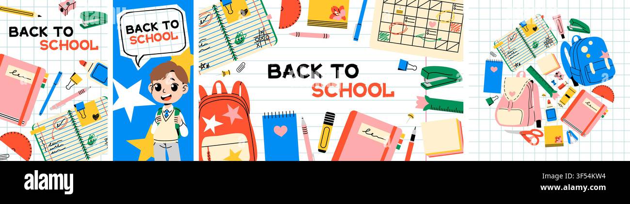 Back to School Banner Set Stock Vector