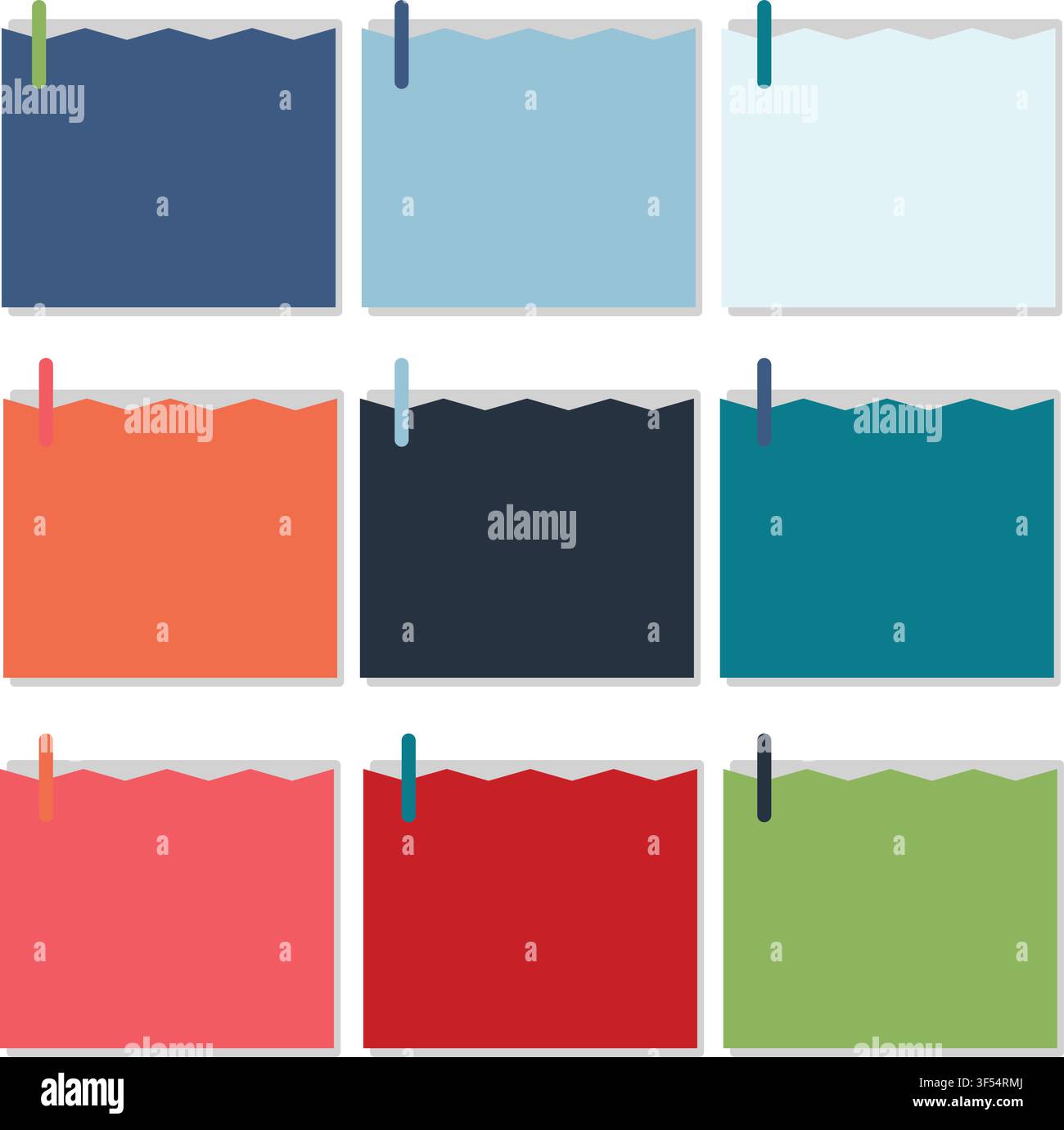 Blank memo card set vector illustration isolated on white background Stock Vector