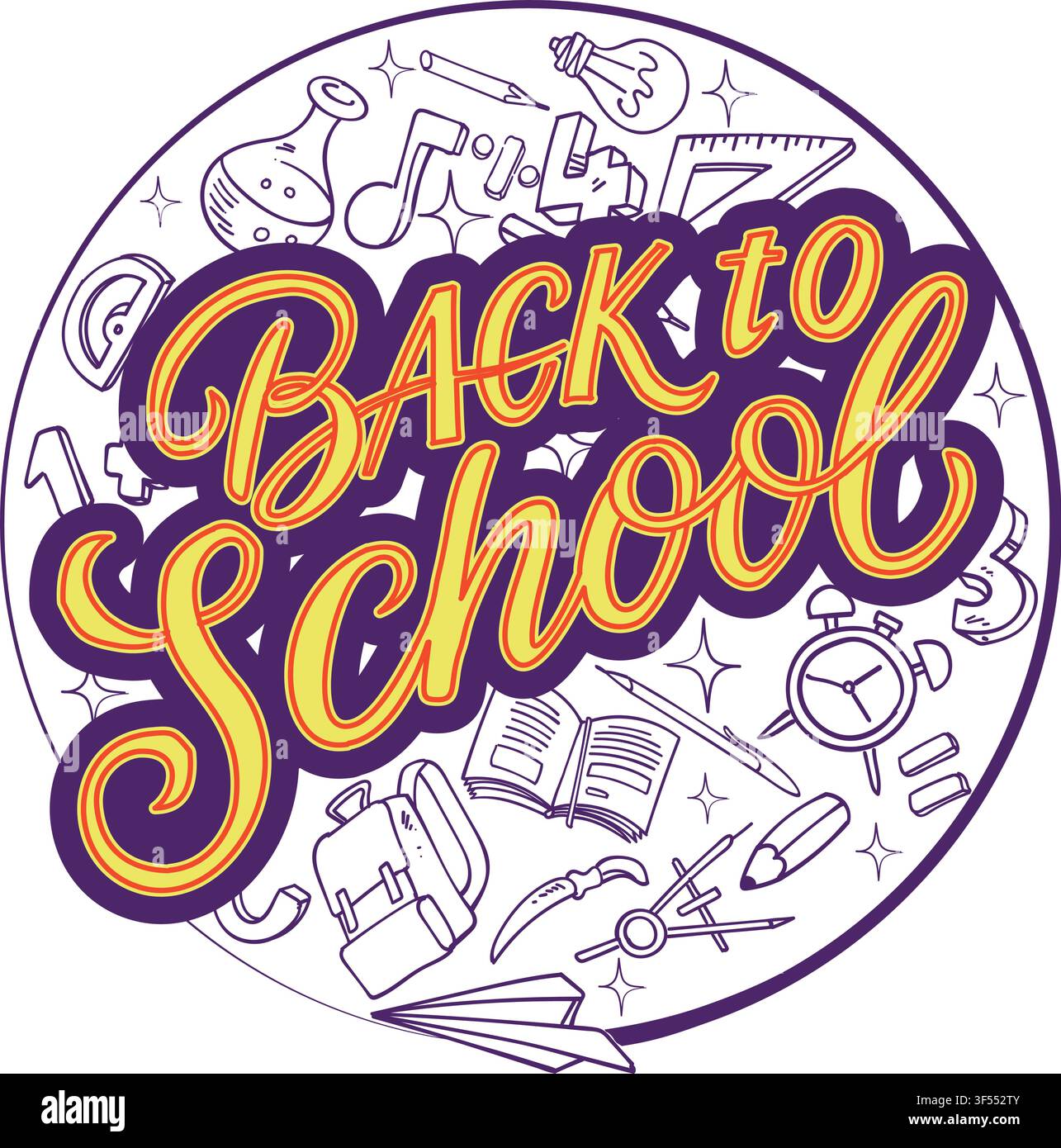 Back to School round composition Stock Vector