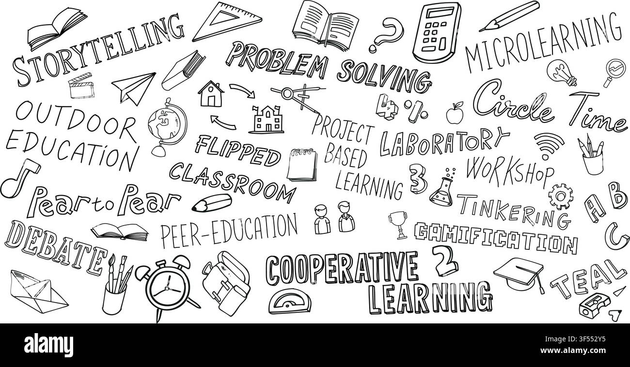 School Modern Education Doodles background. vector illustration Stock Vector