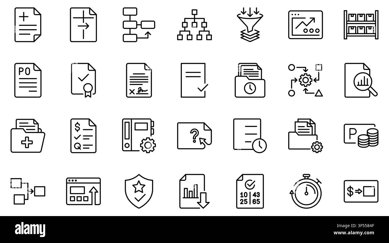 Business Process Management Line Icon Set Vector Illustration Stock Vector