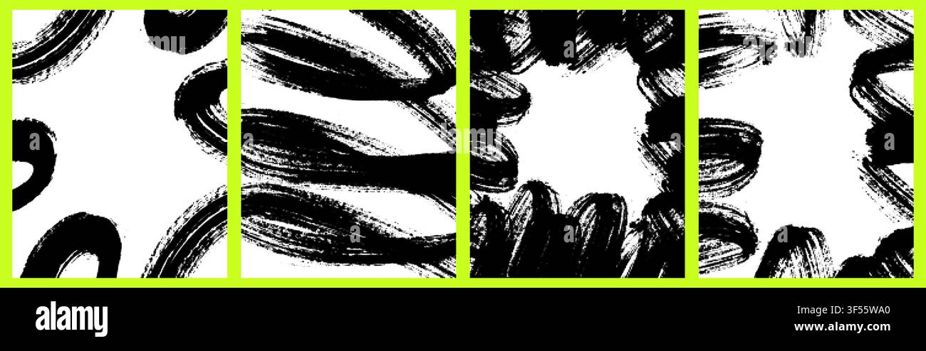 Halftone dotted dynamic wave minimalist vertical backgrounds set Stock Vector