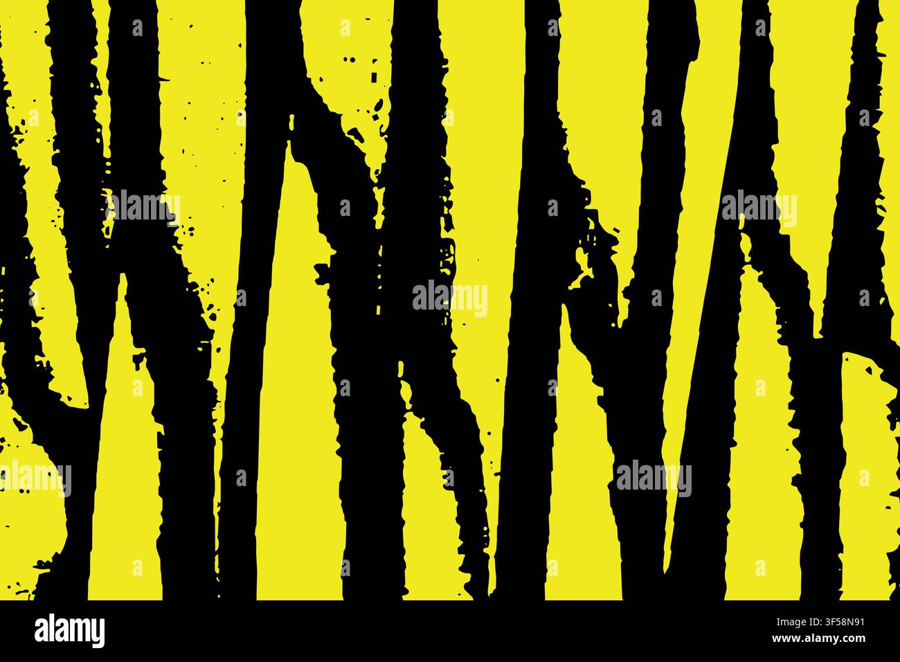 Vertical Yellow Grunge Lines and Paint Splatter Background on Black Stock Vector