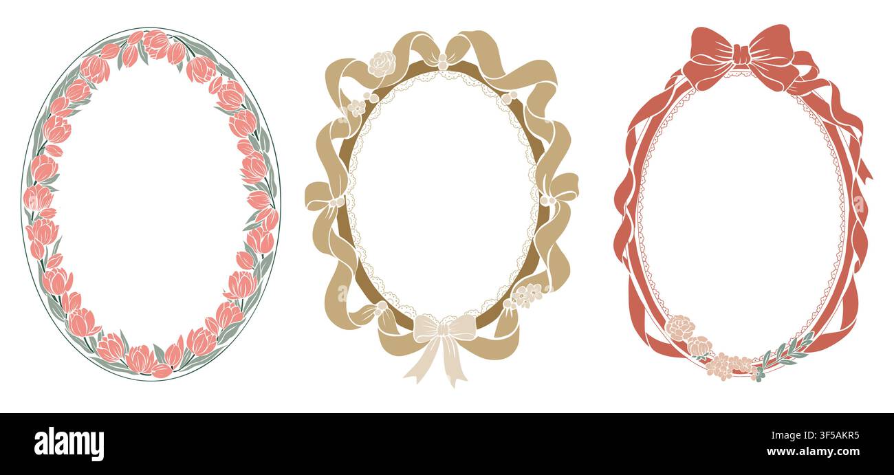 Three elegant oval frames grace the image Stock Vector