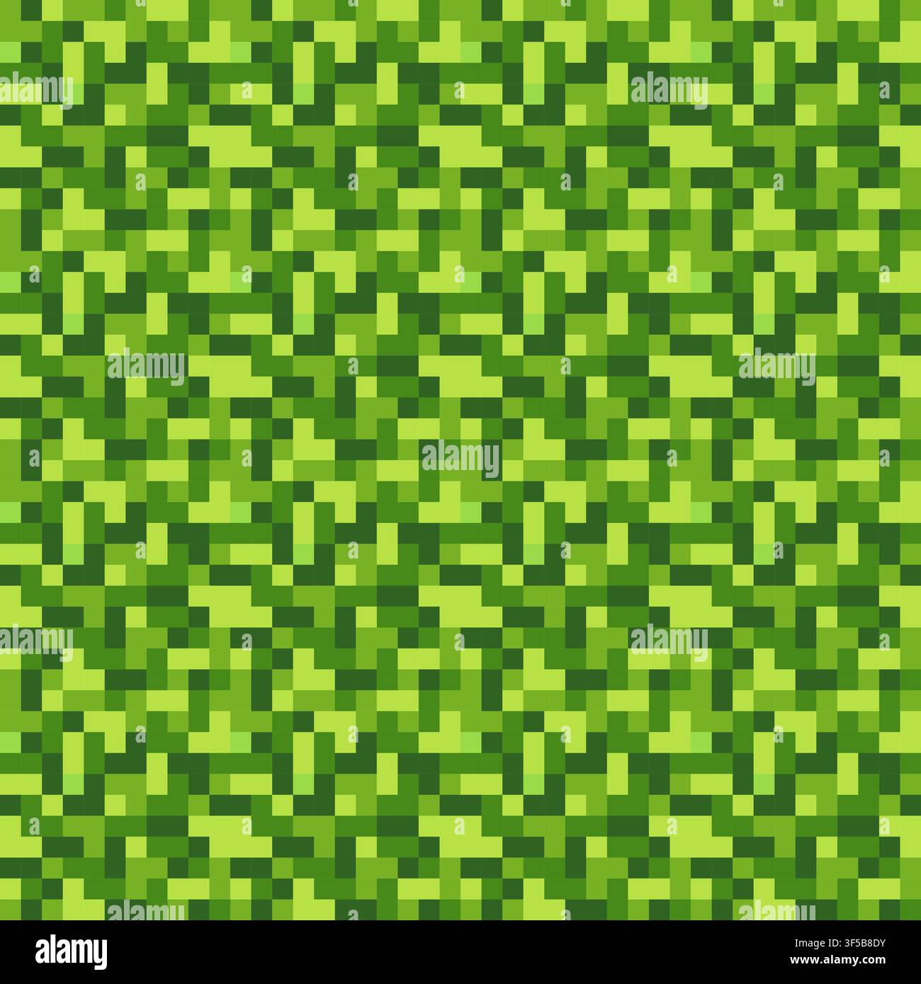 Pixel art green grass block texture. Seamless pattern. Stock Vector