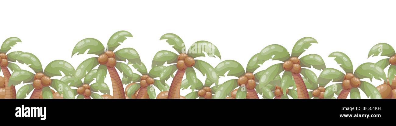 Vector based seamless border made of coconut palms Stock Vector