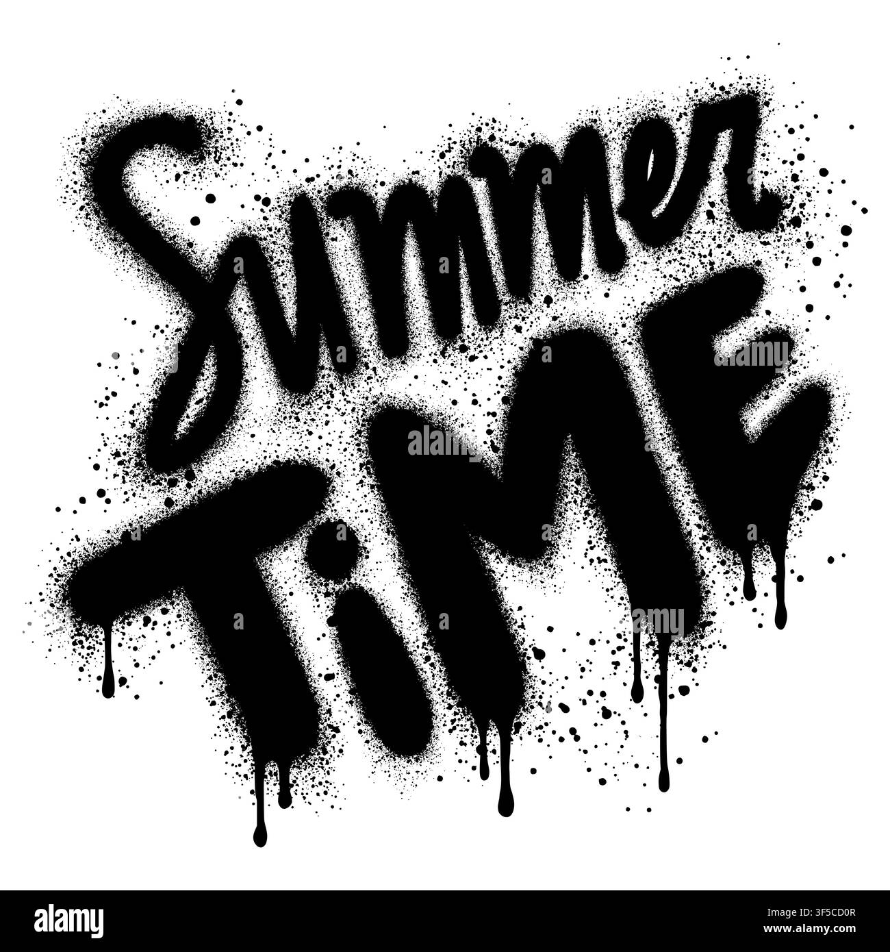 graffiti summer time text sprayed in black over white. Stock Vector