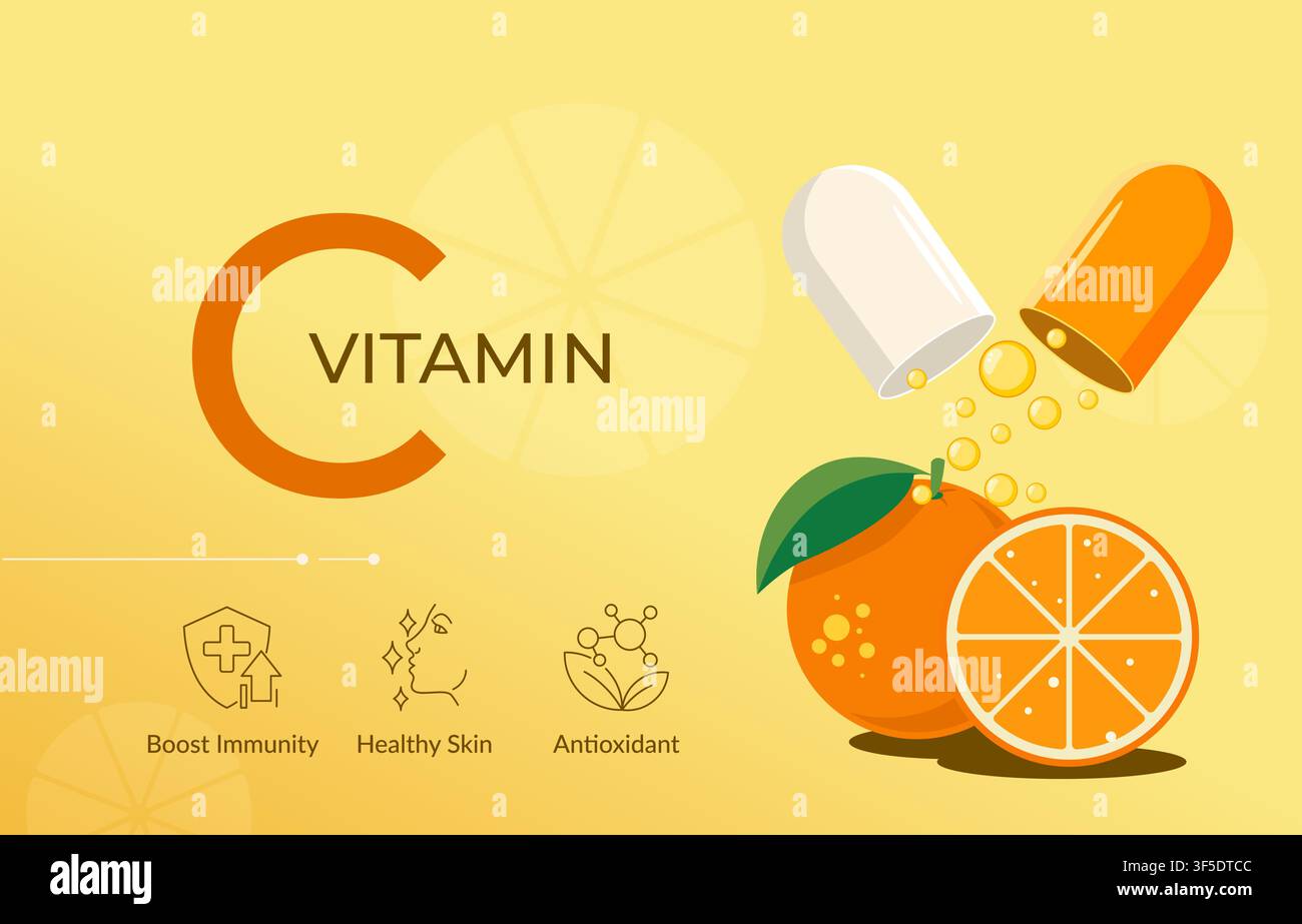 Essential Vitamin C for Better Health - Stock Illustration as EPS 10 File Stock Vector