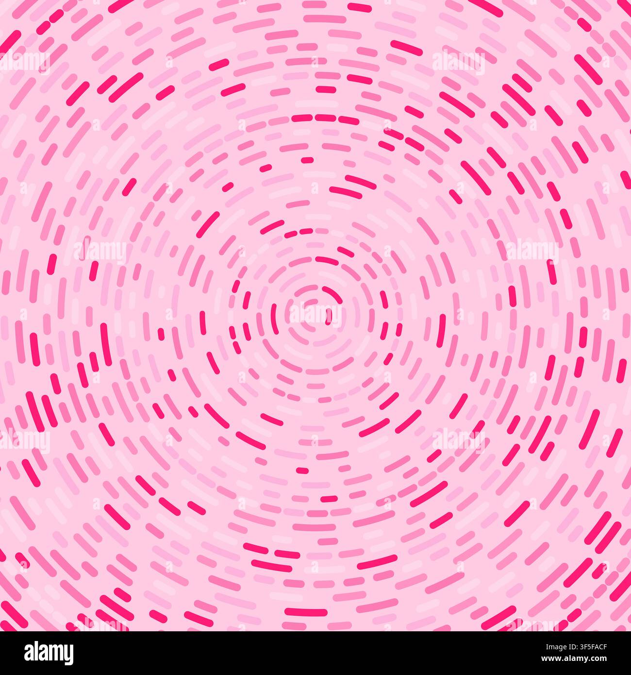 Blush pink Round Concentric Circles with dashed lines, Vector Illustration, abstract vortex background Stock Vector