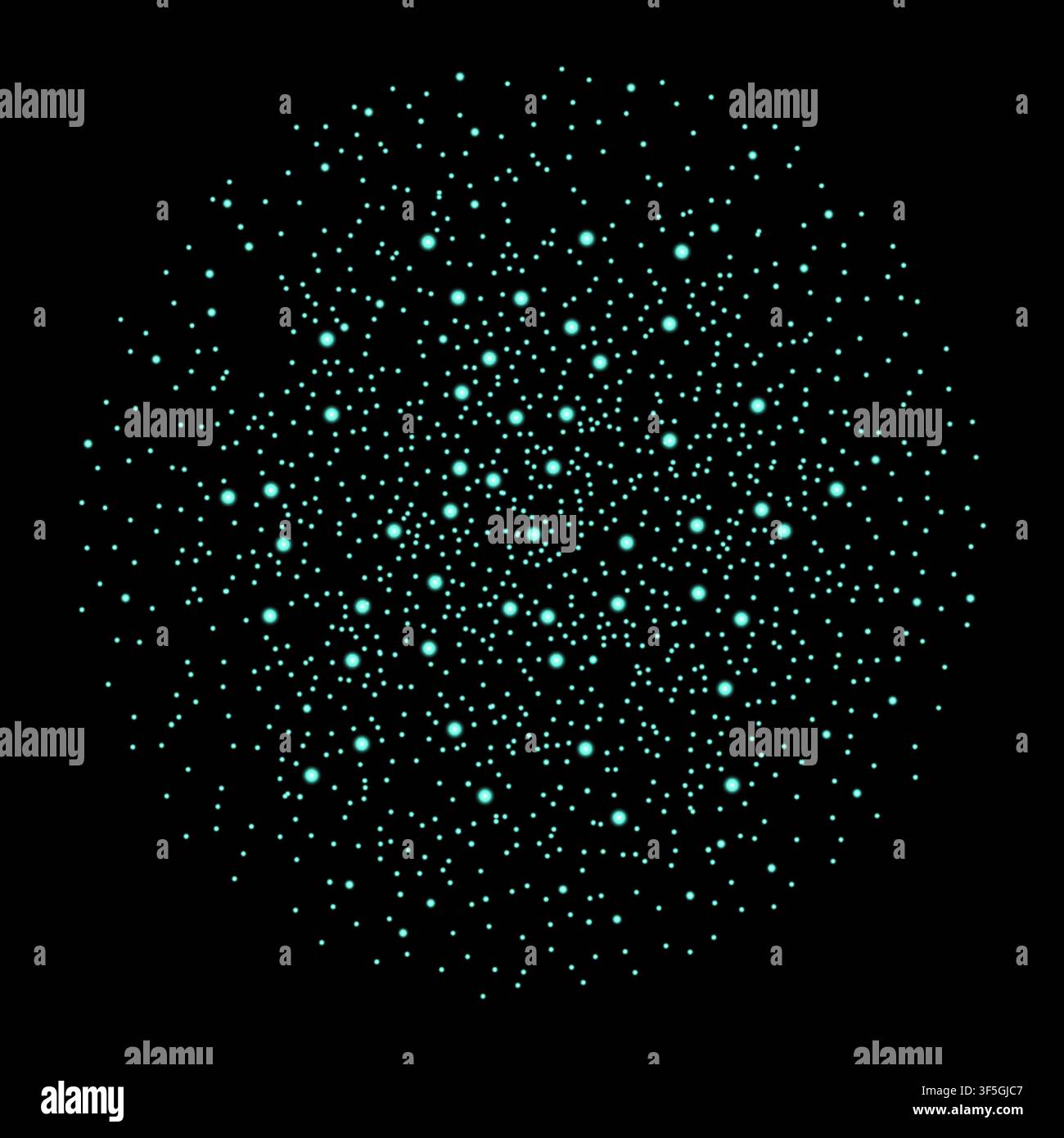Turquoise fireworks isolated on black background. Vector illustration Stock Vector