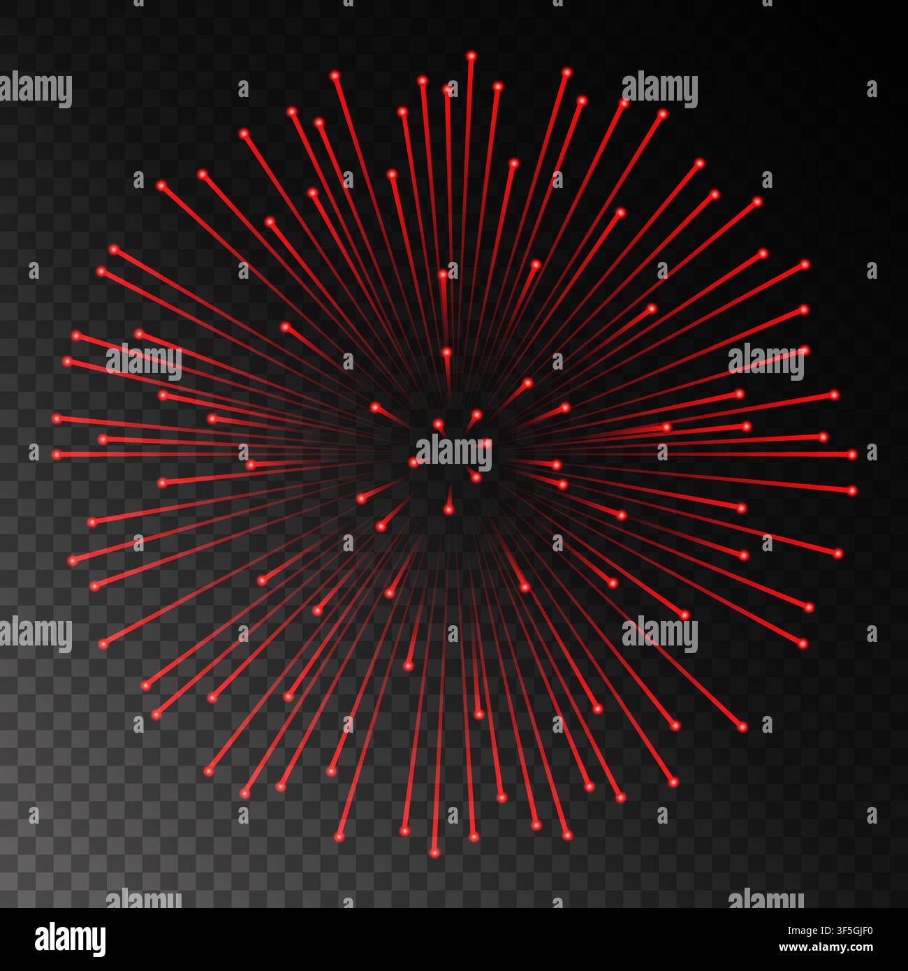 Red fireworks on chess style transparent background. Vector illustration Stock Vector